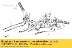 Ici, vous pouvez commander le support, levier de poignée auprès de Honda , avec le numéro de pièce 53172MY5730: