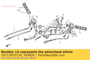 honda 53172MY5730 support, levier de poignée - La partie au fond