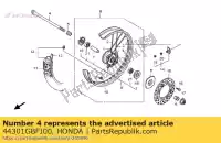 44301GBFJ00, Honda, Asse, fr. ruota honda cr  r rb cr80rb lw cr80r sw cr85rb cr85r 85 80 , Nuovo