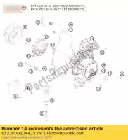 61230002044, KTM, tapa de encendido con rodamiento ktm rc rc8 rc8r 1190 1200 2008 2009 2010 2011 2012, Nuevo