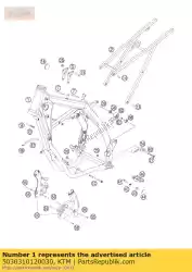 frame 125 sx 'ba06 van KTM, met onderdeel nummer 5030310120030, bestel je hier online: