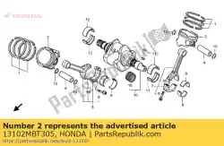 Ici, vous pouvez commander le piston, fr. (0,25) auprès de Honda , avec le numéro de pièce 13102MBT305: