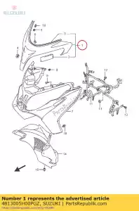 suzuki 4813005H00PGZ cover comp, fr l - Onderkant