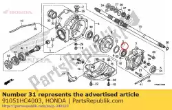 Here you can order the bearing, radial ball, 43x68x13 from Honda, with part number 91051HC4003: