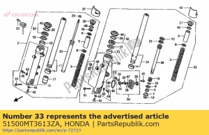 Honda 51500MT3613ZA horquilla, l * nh1 * - Lado inferior