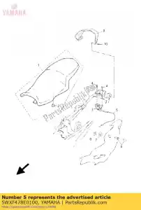 yamaha 5WXF478E0100 cabo, trava do assento - Lado inferior