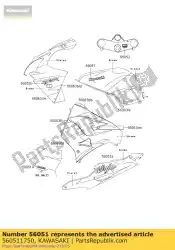 merk, brandstoftank, kawasa van Kawasaki, met onderdeel nummer 560511750, bestel je hier online: