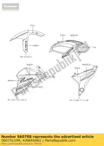 kawasaki 560751199 wzór, pokrywa zbiornika, prawy, up zr800 - Dół