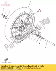 gegoten wiel, voorzijde van Yamaha, met onderdeel nummer 2SC2516800P1, bestel je hier online: