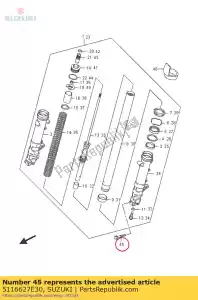 Suzuki 5116627E30 bolt,outer tube - Bottom side