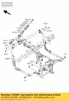 31064012018R, Kawasaki, pipe-comp, downtube, rh, bl vn200 kawasaki vn 2000 2008 2009 2010, Nuevo