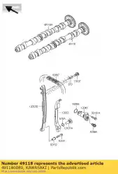 Aqui você pode pedir o árvore de cames-comp, admissão em Kawasaki , com o número da peça 491180089: