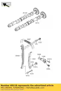 Kawasaki 491180089 árvore de cames-comp, admissão - Lado inferior