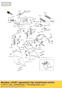 Kawasaki 110471356 beugel, boven motorkap - Onderkant