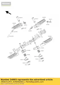 Kawasaki 340031297 houder-stap, rr - Onderkant