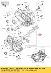 Here you can order the 01 set-crankcase from Kawasaki, with part number 140010707: