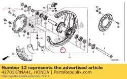 Aqui você pode pedir o rim, rr. Roda (19x1,85) em Honda , com o número da peça 42701KRNA41: