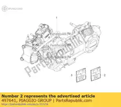 Aqui você pode pedir o kit de junta do cilindro em Piaggio Group , com o número da peça 497641: