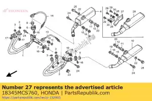 honda 18345MCS760 cubierta, silenciador - Lado inferior