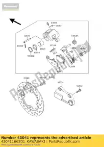 Kawasaki 430411662DJ étrier-assy, ??rr, noir - La partie au fond