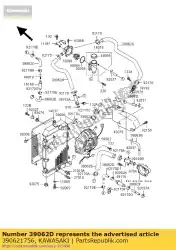 Here you can order the hose-cooling,cab-chac from Kawasaki, with part number 390621756: