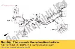 Qui puoi ordinare tubo comp. A, rr. Freno da Honda , con numero parte 43310MCS611: