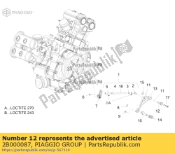 Aprilia 2B000087, Hinterer bremshebelstift, OEM: Aprilia 2B000087