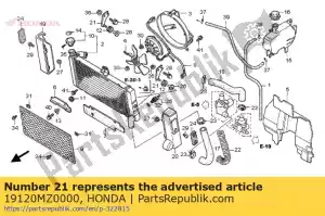 Honda 19120MZ0000 reste, rad. - La partie au fond