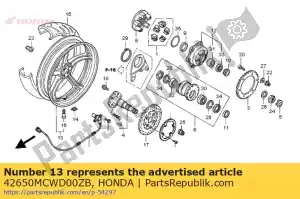 honda 42650MCWD00ZB conjunto de sub de roda, rr * tipo2 * (tipo2) - Lado inferior