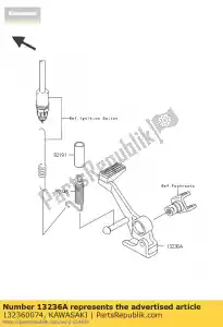 Kawasaki 132360074 lever-comp, rempedaal - Onderkant