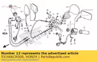 53166KCR000, Honda, establecer ilust, l hndl honda gl vf vt vtx 600 750 1100 1300 1500 1800 1991 1995 1996 1997 1998 1999 2000 2001 2002 2003 2004 2005 2006 2007 2008 2009 2010 2011 2012 2013, Nuevo