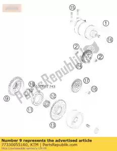 ktm 77330055160 rueda motriz agzr ks z = 32 - Lado inferior