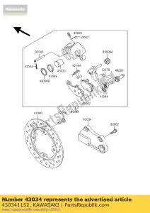 Kawasaki 430341152 support-frein, étal arrière - La partie au fond