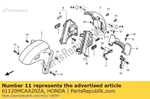 Honda 61120MCAA20ZA juego de guardabarros, l. fr. *tipo 1 - Lado inferior