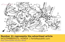 Ici, vous pouvez commander le capot, r auberge * b162m * auprès de Honda , avec le numéro de pièce 64325MBB000ZG: