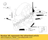 46637668420, BMW, zijdelingse lichaamsdeelsticker, rechtsboven bmw c1 125 200 2000 2001 2002 2003 2004, Nieuw