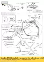 57003010254E, Kawasaki, Bag-assy, ??rh, nero / blu kawasaki gtr  e 1400gtr abs zg1400 kact 1400 , Nuovo