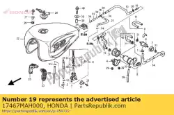Aqui você pode pedir o tubo, respiro do tanque de combustível em Honda , com o número da peça 17467MAH000: