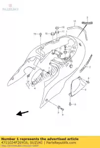 Suzuki 4711024F20YC6 cubierta comp, fram - Lado inferior