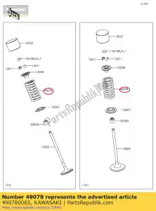 Kawasaki 490780065 soupape à ressort - La partie au fond