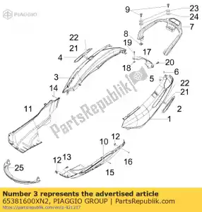 Piaggio Group 65381600XN2 lado trasero del cuerpo r.h. - Lado inferior