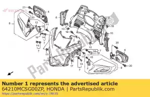 Honda 64210MCSG00ZP conjunto de capucha, superior (wl) * nha - Lado inferior