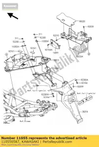 Kawasaki 110550587 kentekenplaathouder,      zwart - Onderste deel