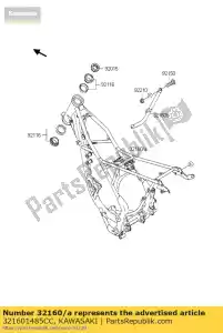 kawasaki 321601485CC frame-comp, main, l.gre kx100-c1 - Lado inferior