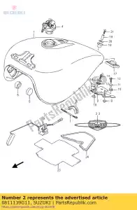 Suzuki 6811139G11 embleem, brandstoftank - Onderkant