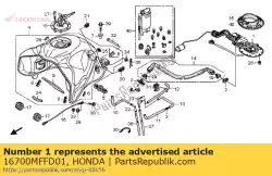 pomp geheel, brandstof van Honda, met onderdeel nummer 16700MFFD01, bestel je hier online: