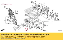 bout, flens, 10x127 van Honda, met onderdeel nummer 90151KZZ900, bestel je hier online: