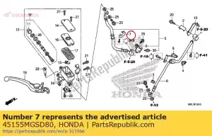 honda 45155MGSD80 clamper a, fr. mangueira do freio - Lado inferior