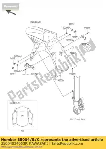 Kawasaki 35004034053P pára-choque frontal, c.m.orange kle650 - Lado inferior