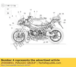 Ici, vous pouvez commander le décalcomanies bande inférieure droite auprès de Piaggio Group , avec le numéro de pièce 2H000893: